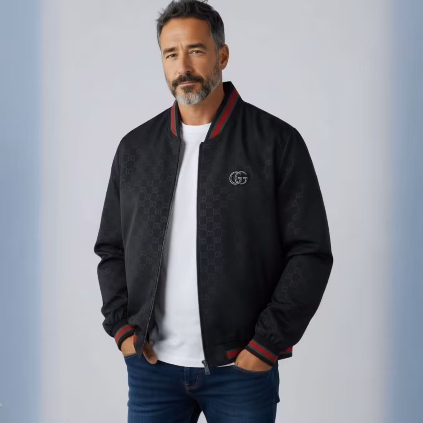 Gucci GG Black Monogram Wind Cheater Jacket