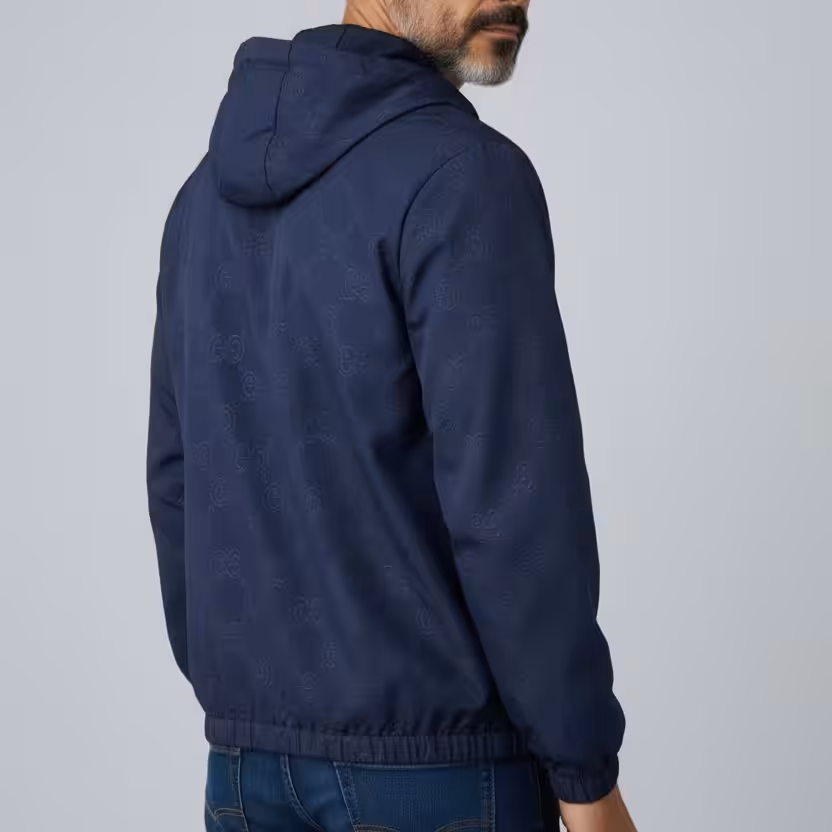 WhatsApp Image 2025-12-29 at 7.03.24 PM (1) Gucci GG Embossed Blue Hooded Wind Cheater Jacket