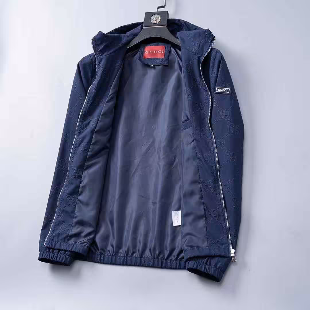 WhatsApp Image 2025-12-29 at 7.03.25 PM Gucci GG Embossed Blue Hooded Wind Cheater Jacket