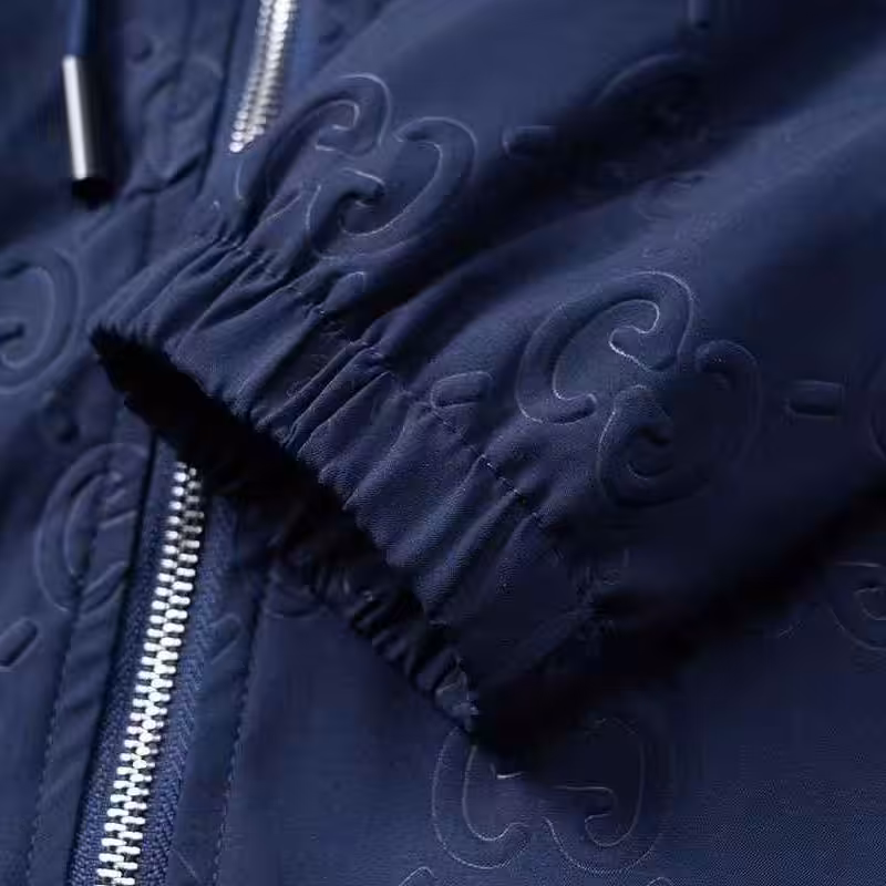 WhatsApp Image 2025-12-29 at 7.03.26 PM (1) Gucci GG Embossed Blue Hooded Wind Cheater Jacket