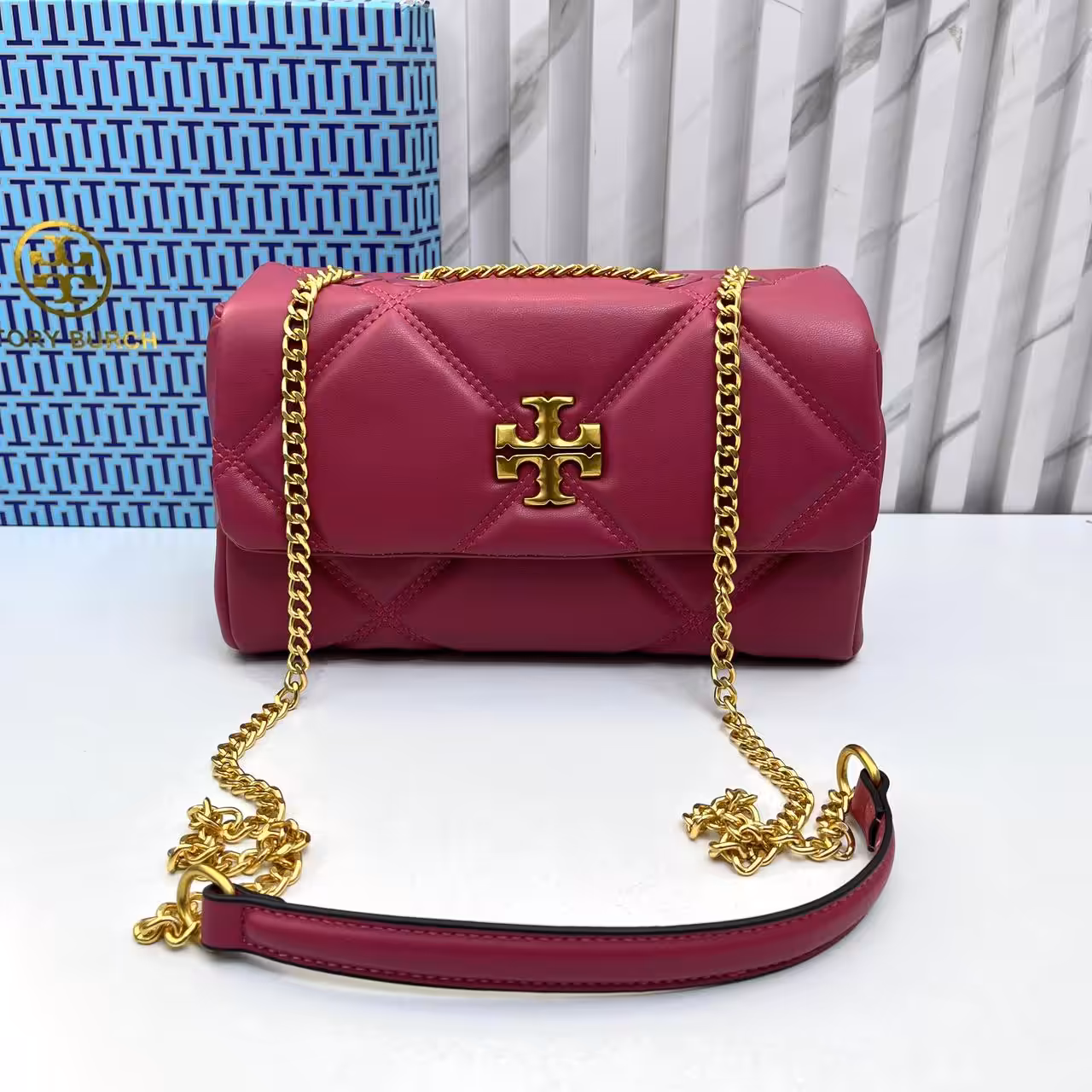 WhatsApp-Image-2026-01-04-at-4.41.19-PM Tory Burch Diamond Kira Rose Color Sling Bag (With Box)