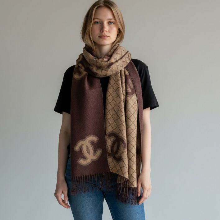 Chanel Coffee Symmetric Muffler