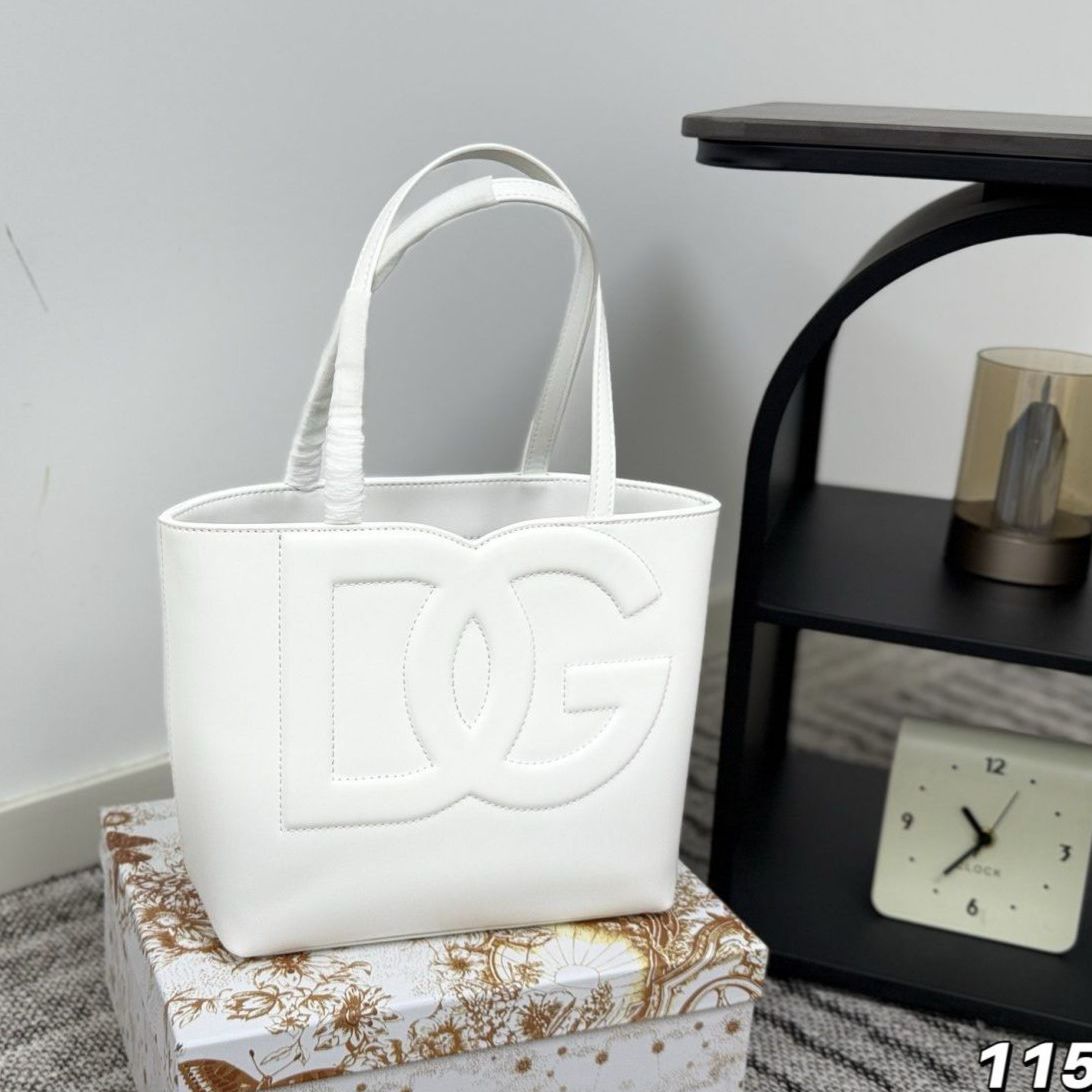 Dolce & Gabbana White DG Logo Medium Tote (With Box)
