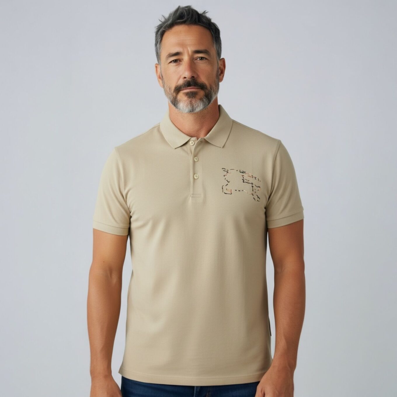 Burberry Cotton Equestrian Knight Khaki Polo Tshirt