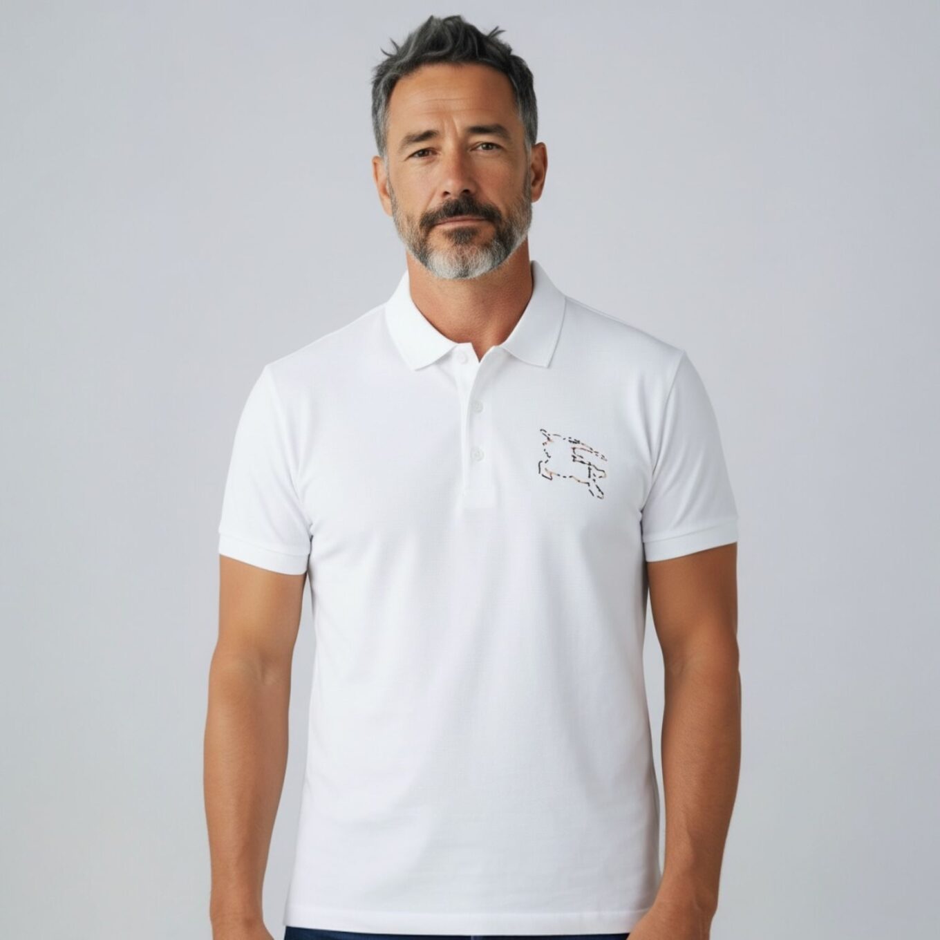 Burberry Cotton Equestrian Knight White Polo Tshirt