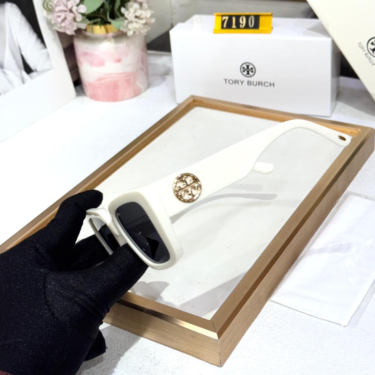 Tory Burch White Rectangular Sunglass for Women