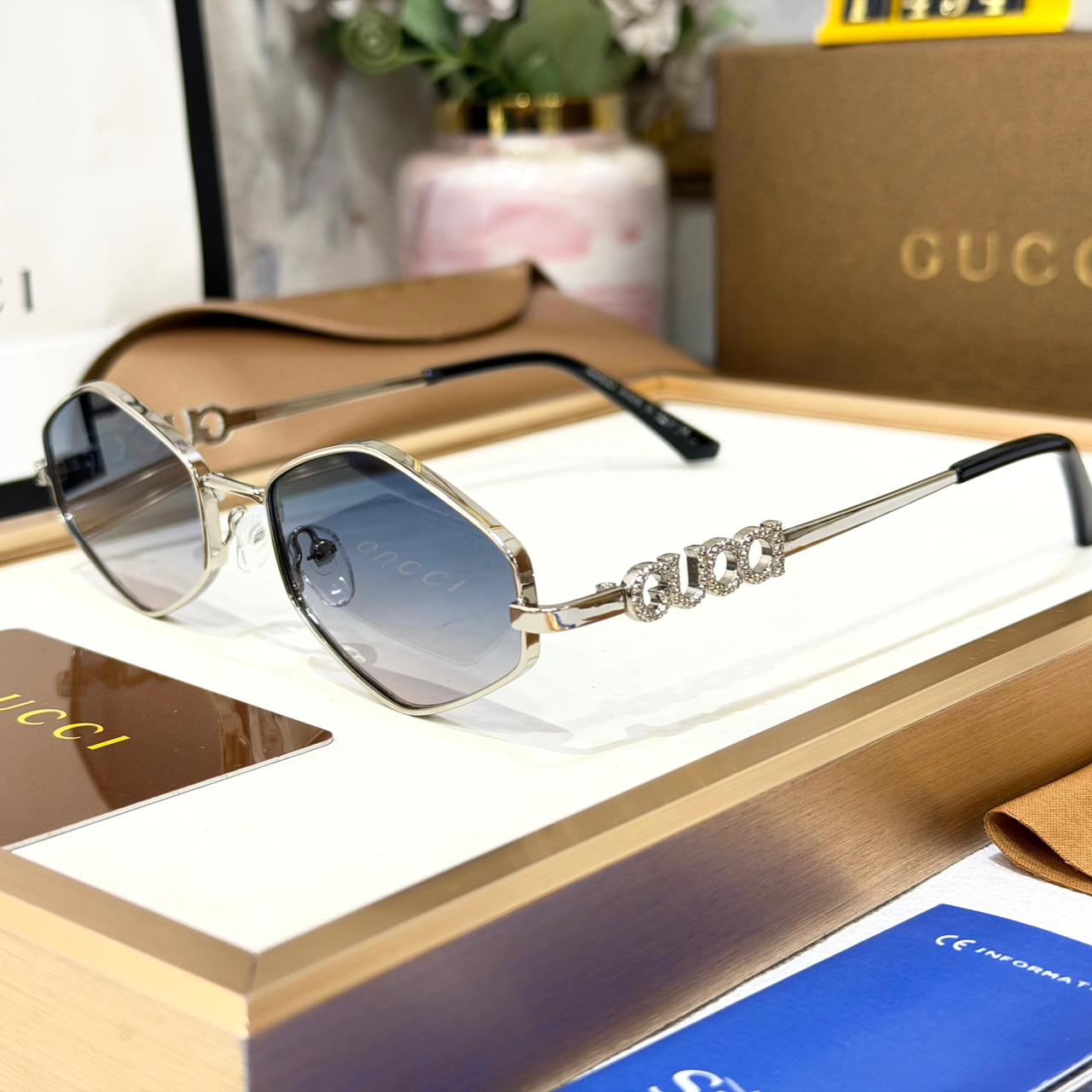 Gucci Hexagonal Blue Sunglass For Women