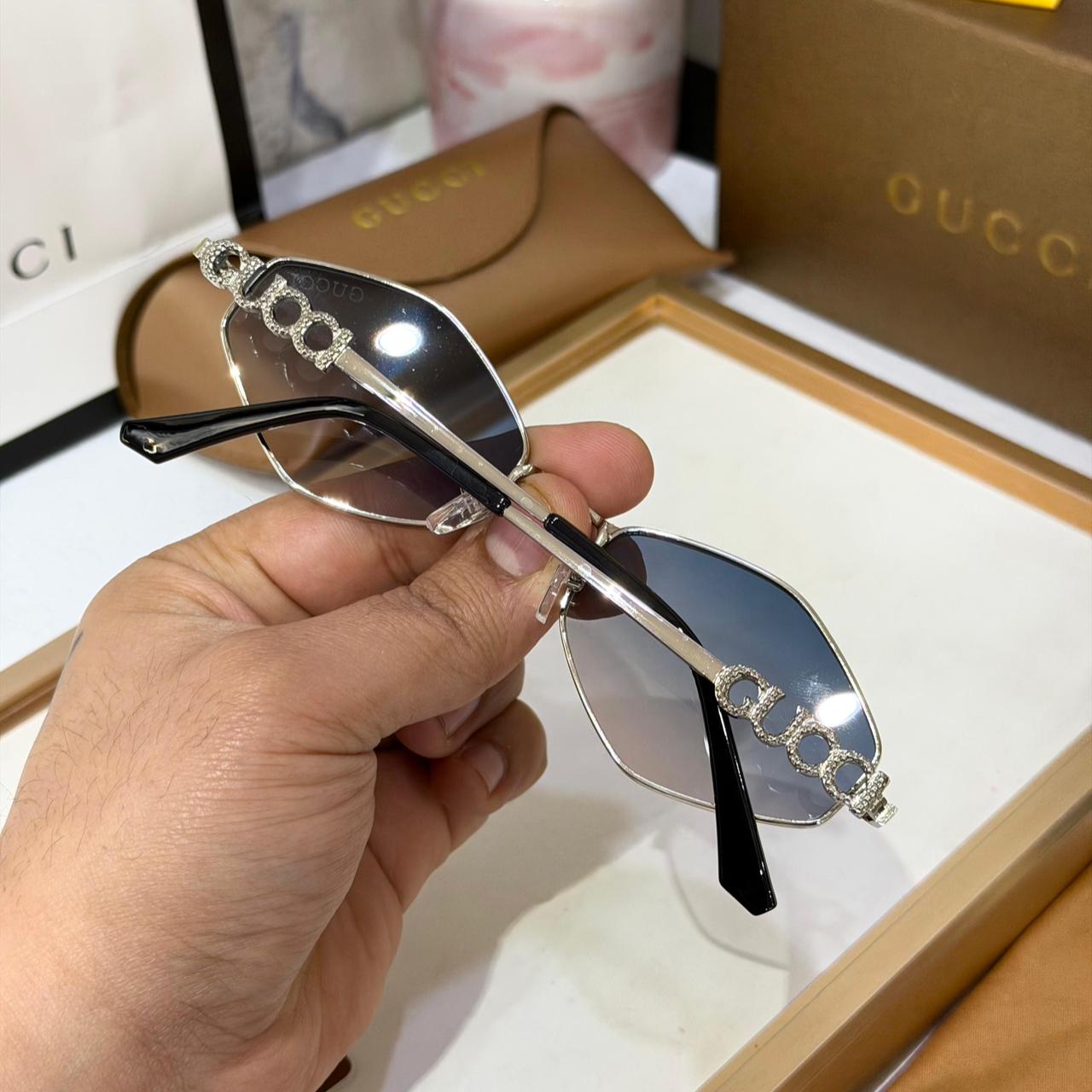 Gucci Hexagonal Blue Sunglass For Women