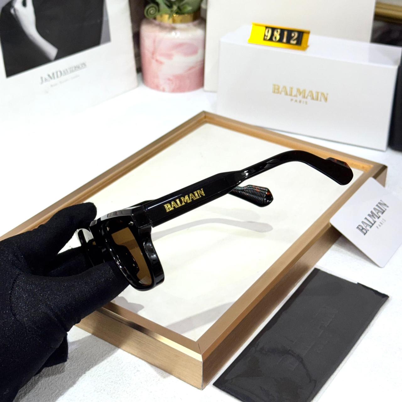 Balmain Black Brown Wayfarer Sunglass For Men