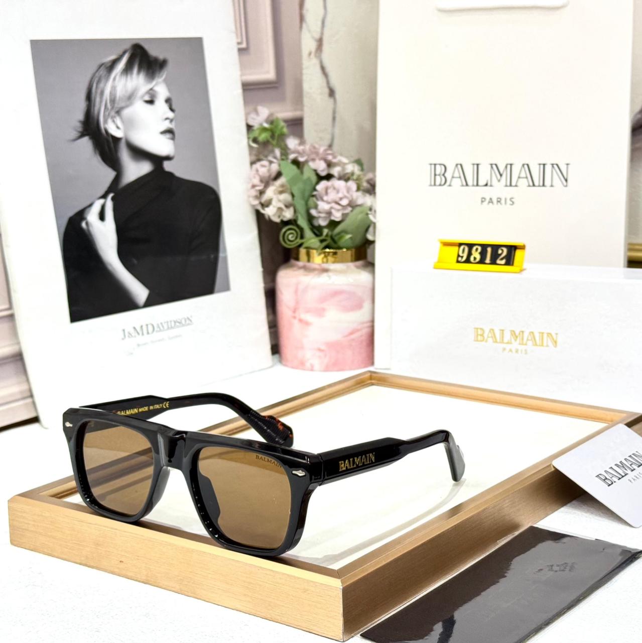 Balmain Black Brown Wayfarer Sunglass For Men