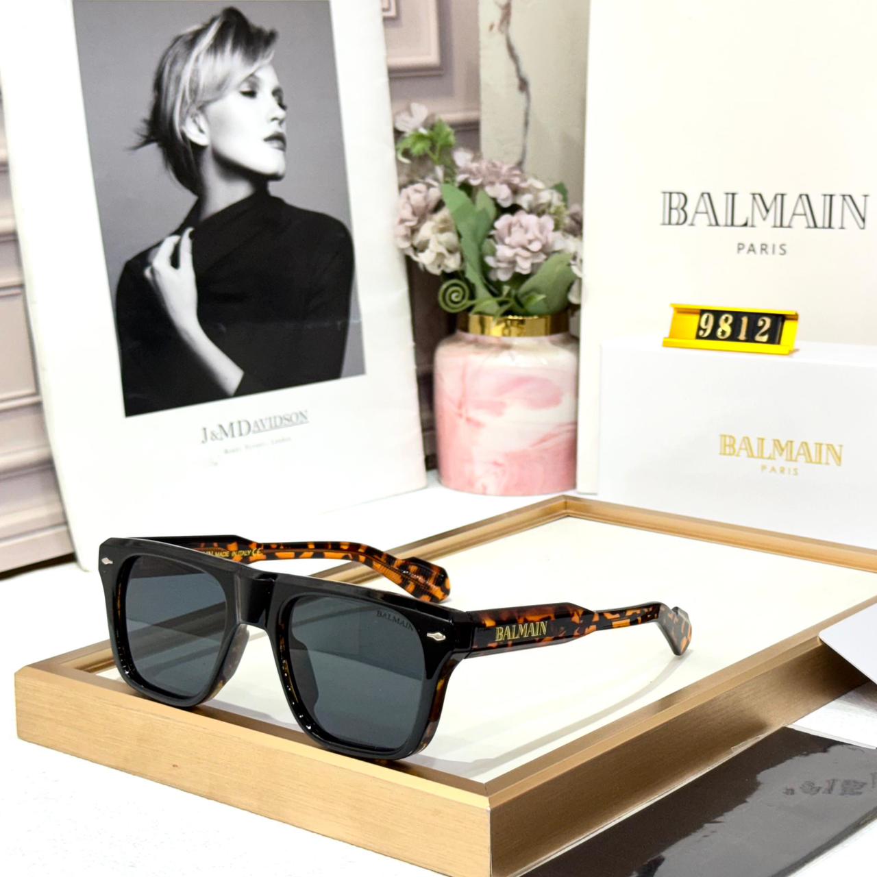 Balmain Brown Black Wayfarer Sunglass For Men