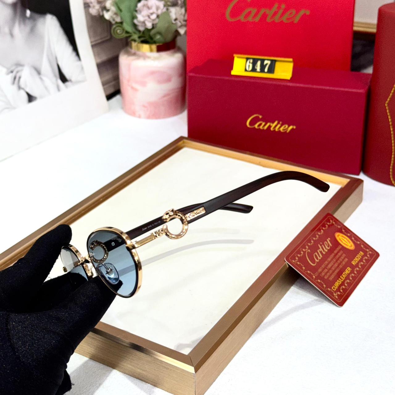 Cartier Oval Blue Sunglass For Women