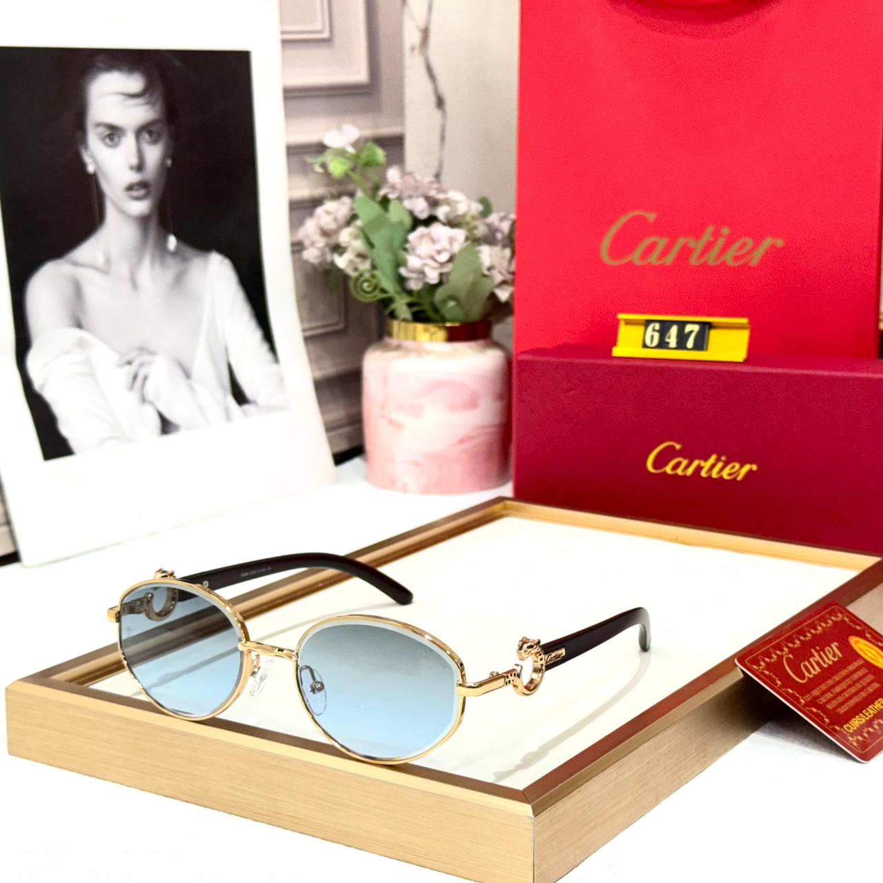 Cartier Oval Blue Sunglass For Women