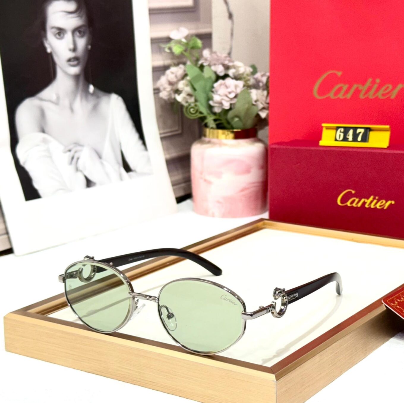 Cartier Oval Green Sunglass For Women