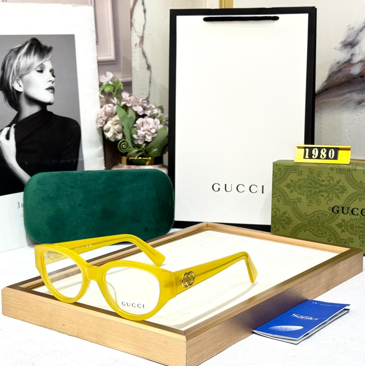 Gucci Yellow Cat-Eye Optical Eyeglasses for Women