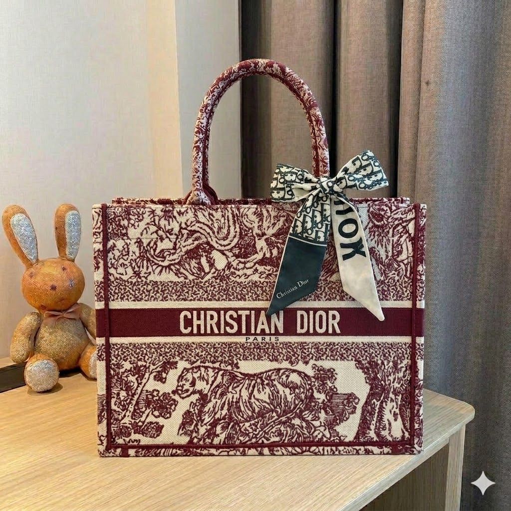 Christian Dior Red Tiger Tote (With Box)