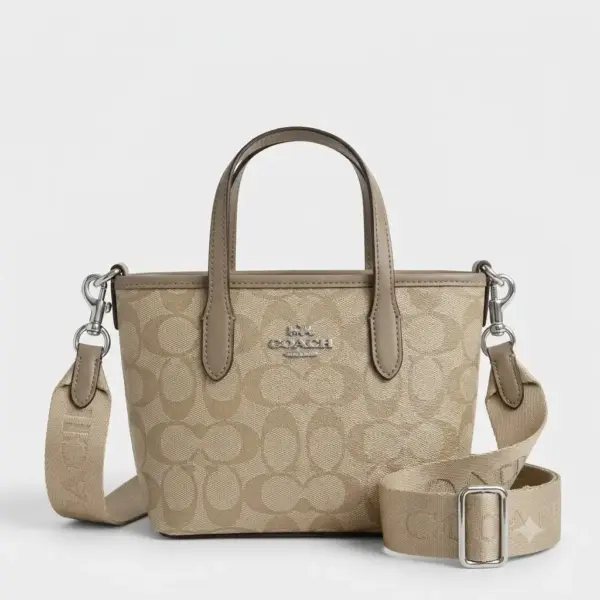 Coach Apricot Khaki Mini City Tote (With Box) Coach Apricot Khaki Mini City Tote (With Box)
