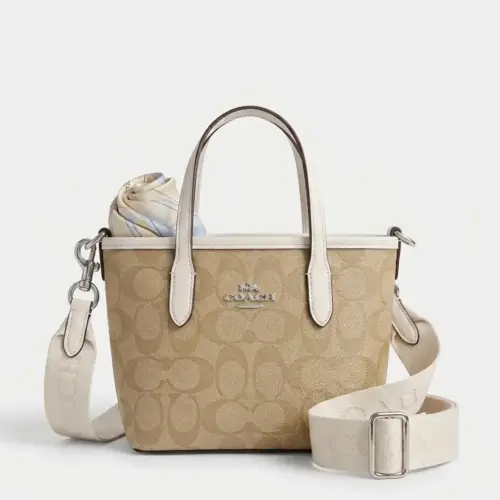 Coach Apricot White Mini City Tote (With Box) Coach Apricot White Mini City Tote (With Box)
