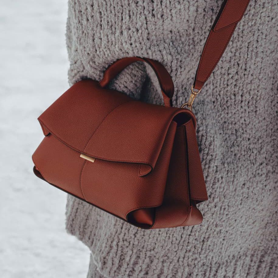 Polene Mokki Red Clay Handbag (With Box)