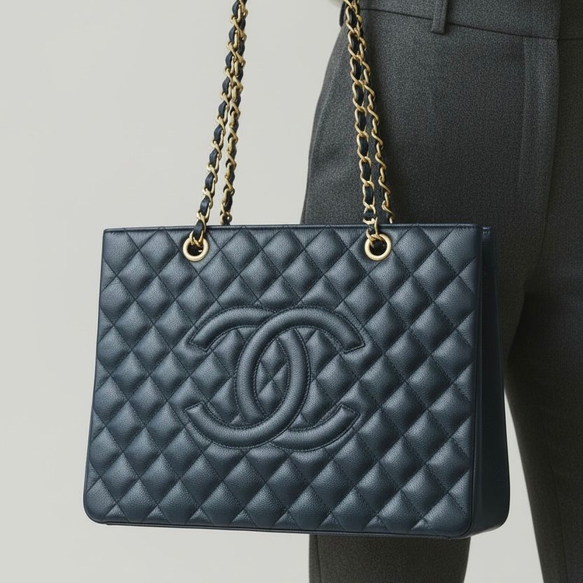 Chanel GST Navy Blue Tote Bag