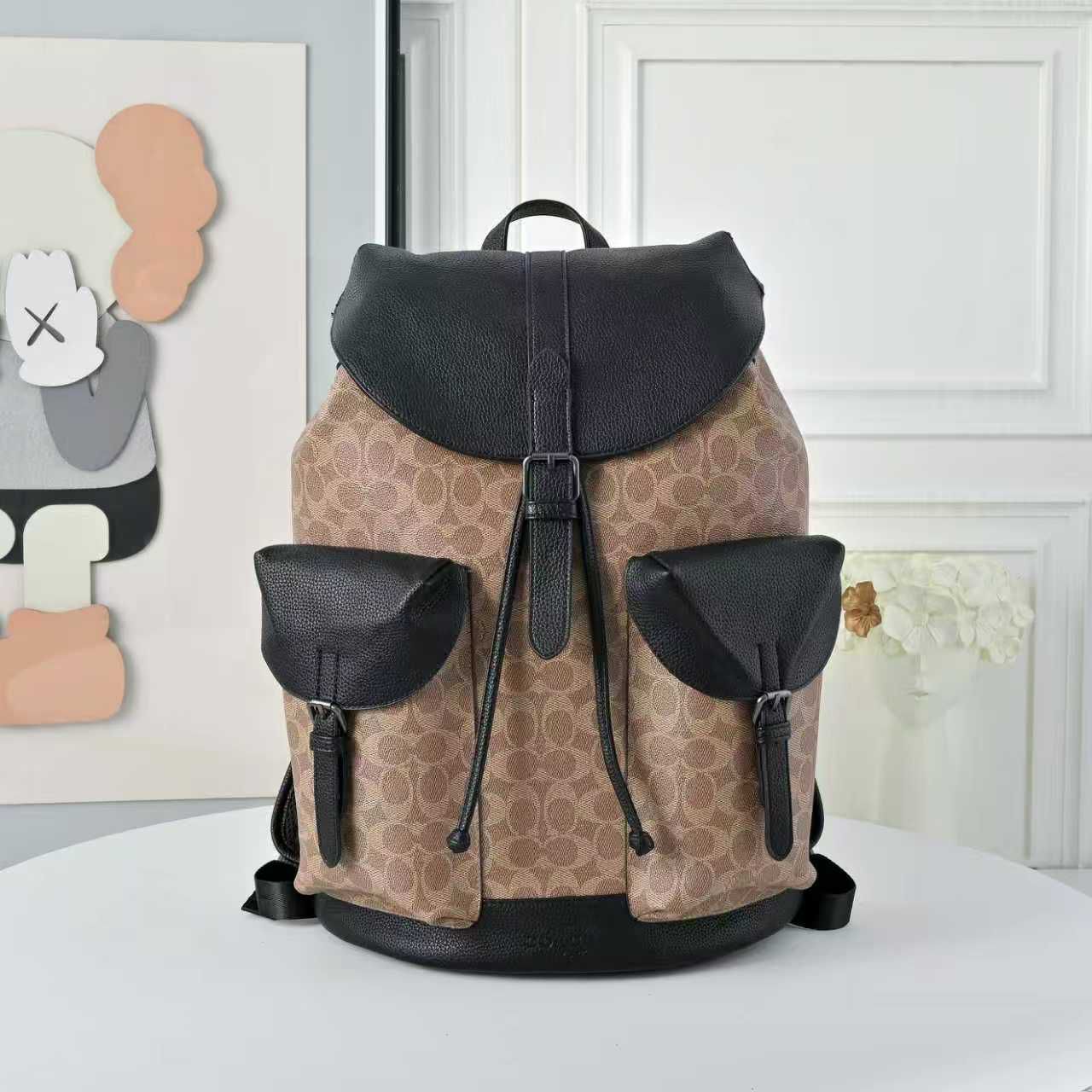 Coach Warner Apricot Black Backpack