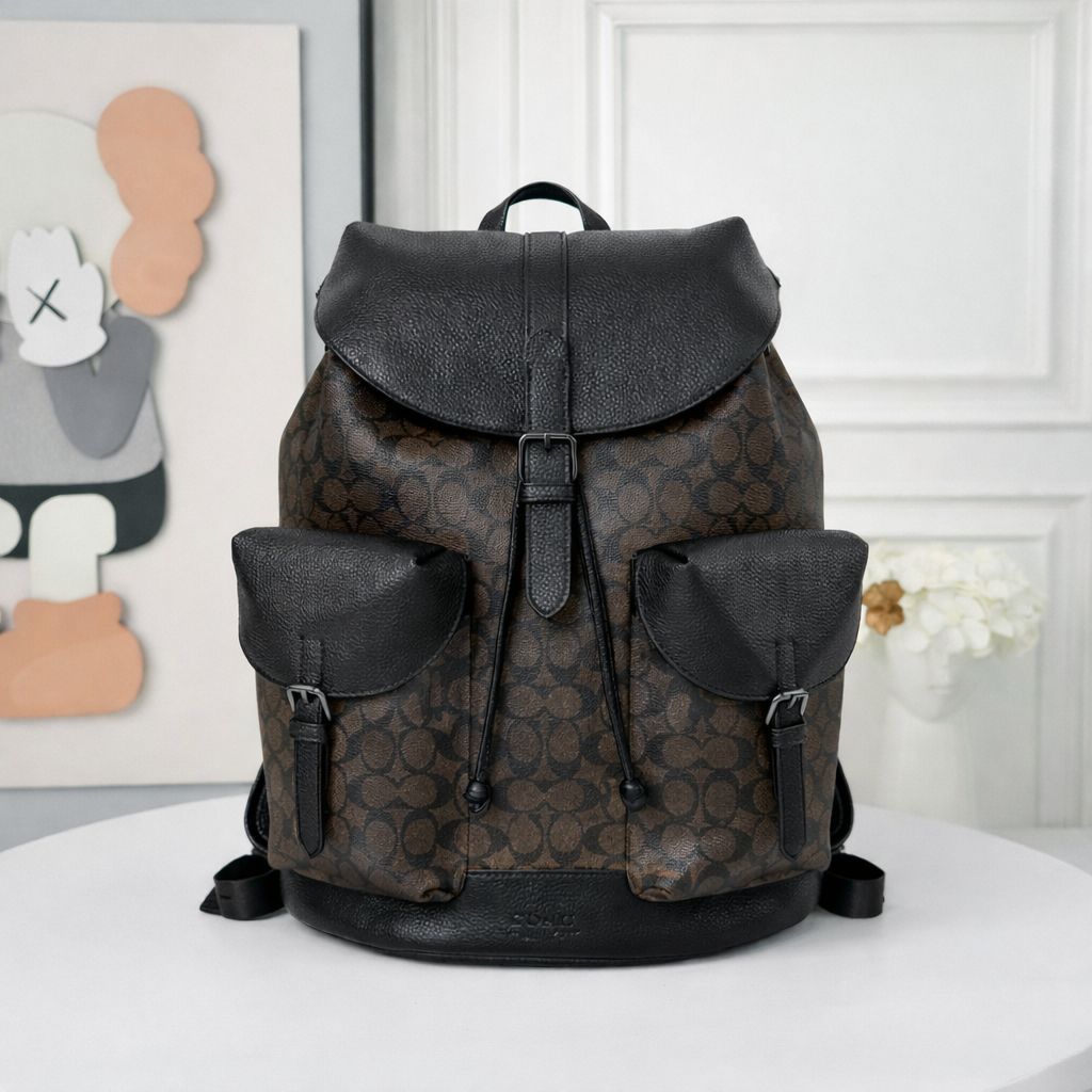 Coach Warner Coffee Black Backpack