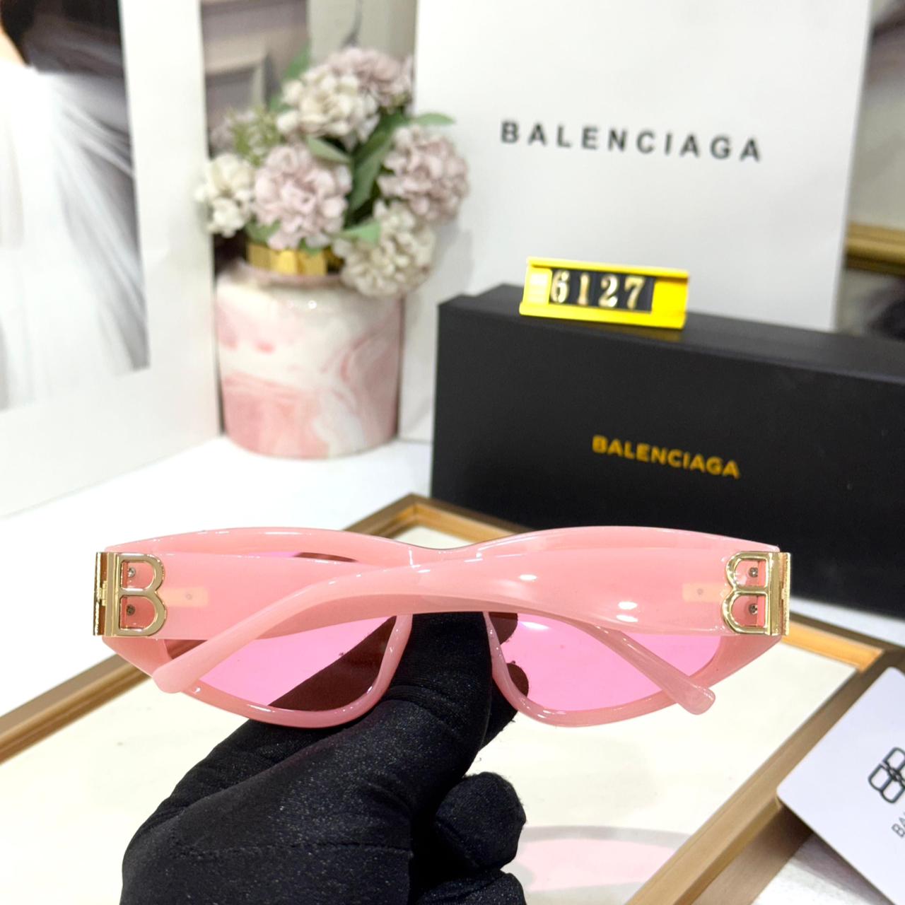 Balenciaga Pink Rectangular Women Sunglass