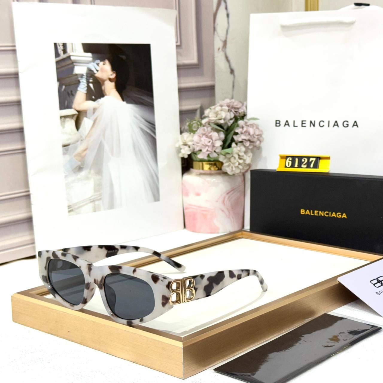 Balenciaga Grey Rectangular Women Sunglass