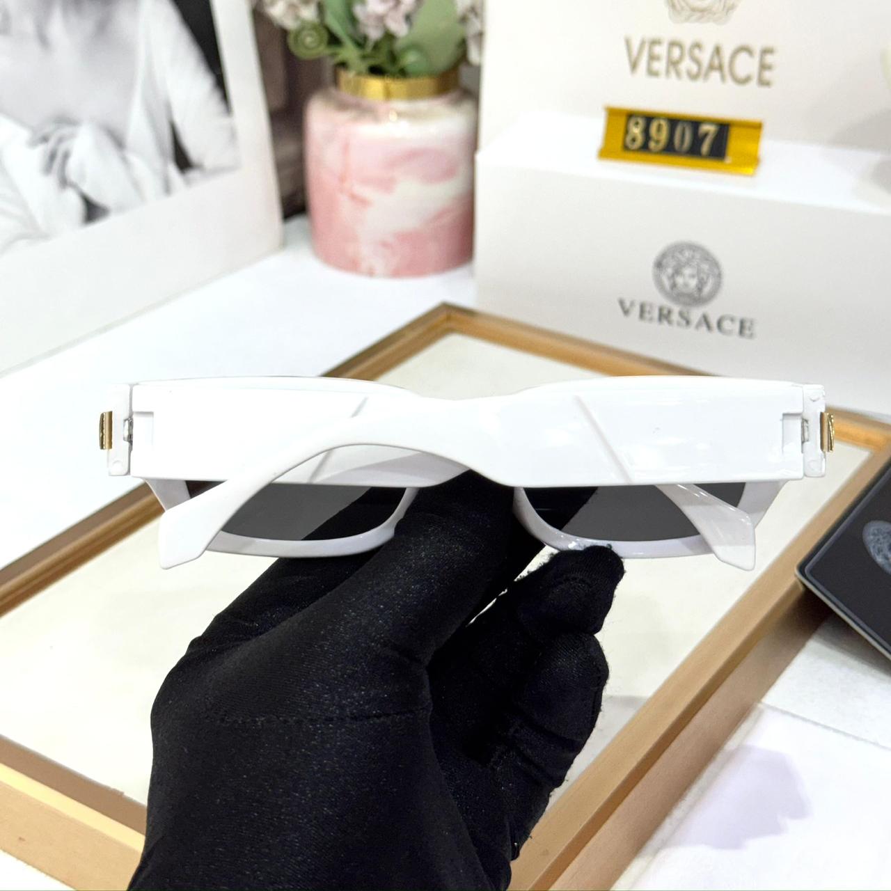 Versace White Rectangular Women Sunglass