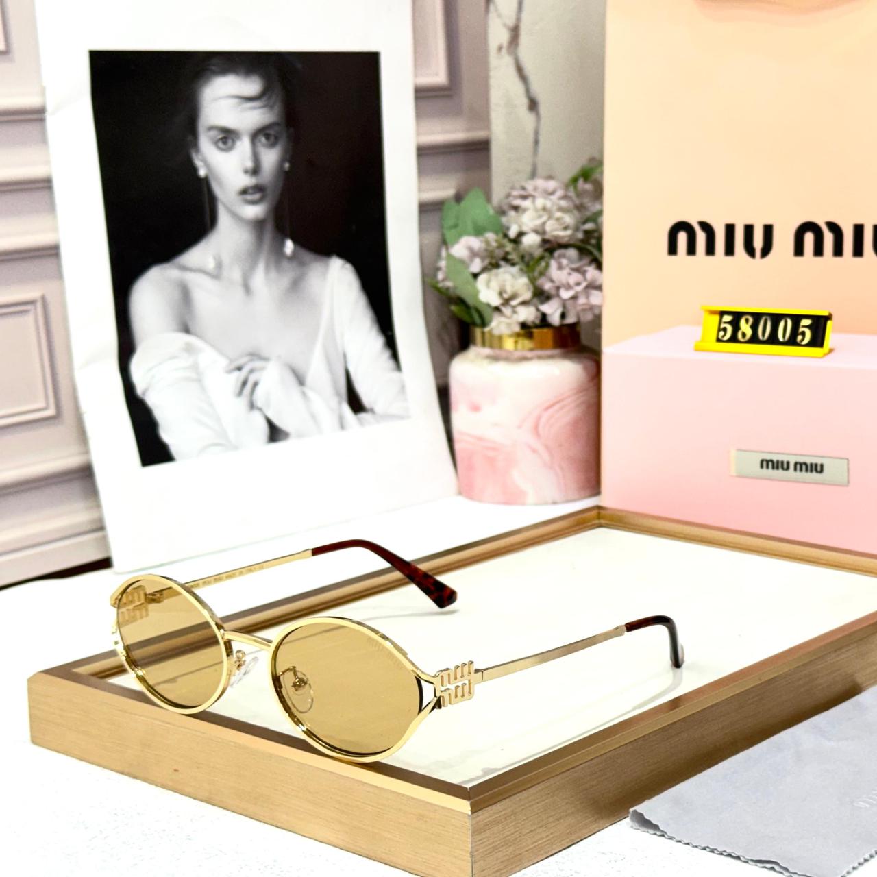 Miu Miu Round Metal Gold Frame Women Sunglasses