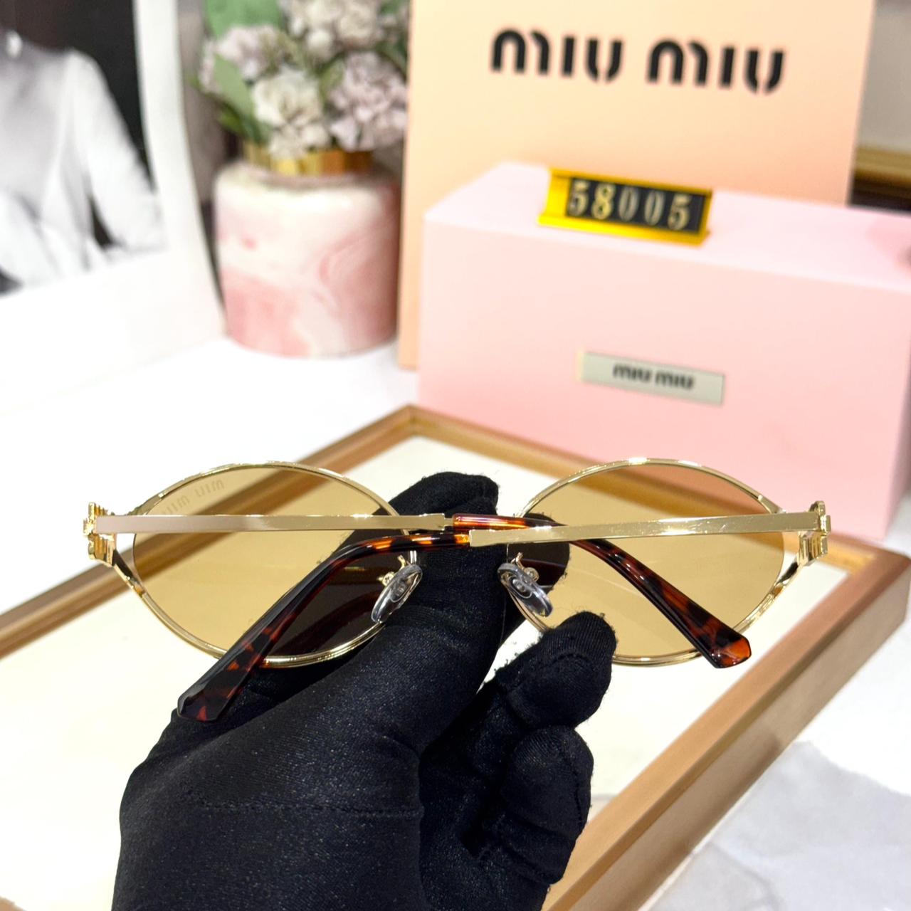 Miu Miu Round Metal Gold Frame Women Sunglasses