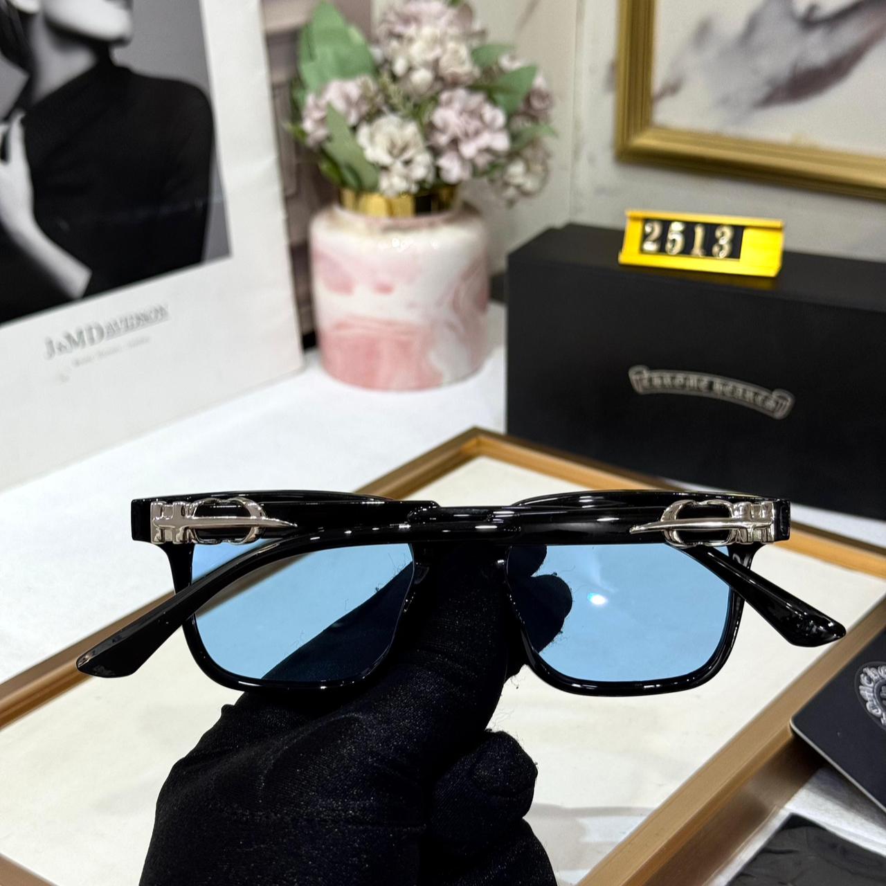 Chrome Hearts Square Frame Black Acetate Blue Men’s Sunglasses