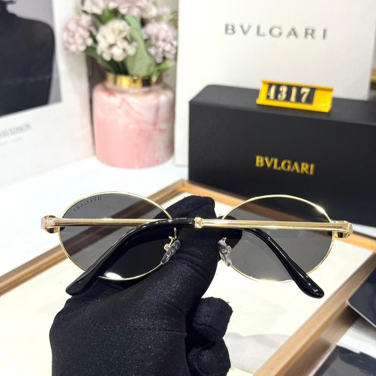 Bvlgari Round Frame Gold Metal Grey Lens Women’s Sunglasses