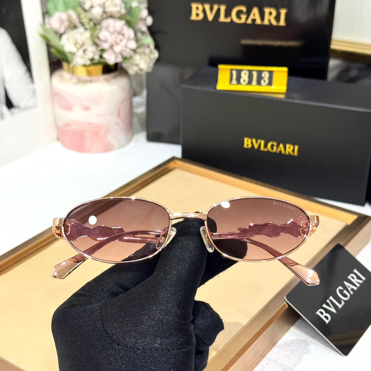Bvlgari Serpenti Gold Metal Oval Frame Women’s Sunglasses