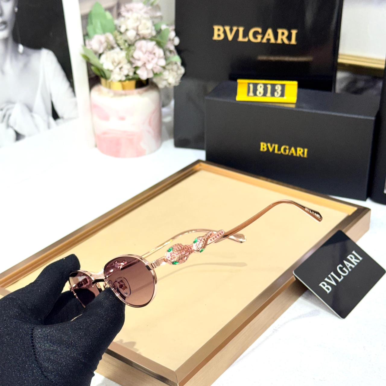 Bvlgari Serpenti Gold Metal Oval Frame Women’s Sunglasses
