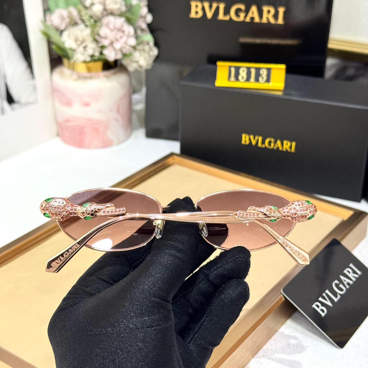 Bvlgari Serpenti Gold Metal Oval Frame Women’s Sunglasses