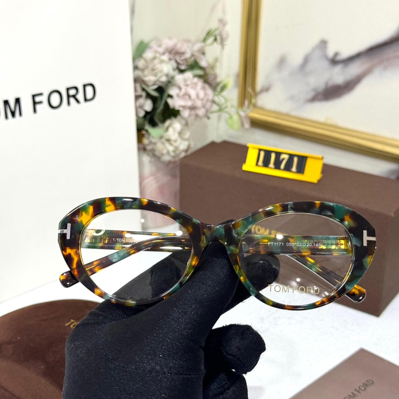 Tom Ford Round Frame Green Havana Acetate Women’s Eyeglasses