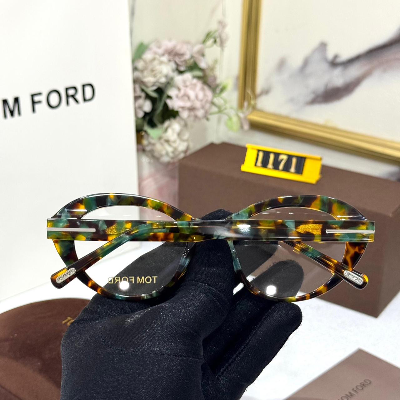 Tom Ford Round Frame Green Havana Acetate Women’s Eyeglasses