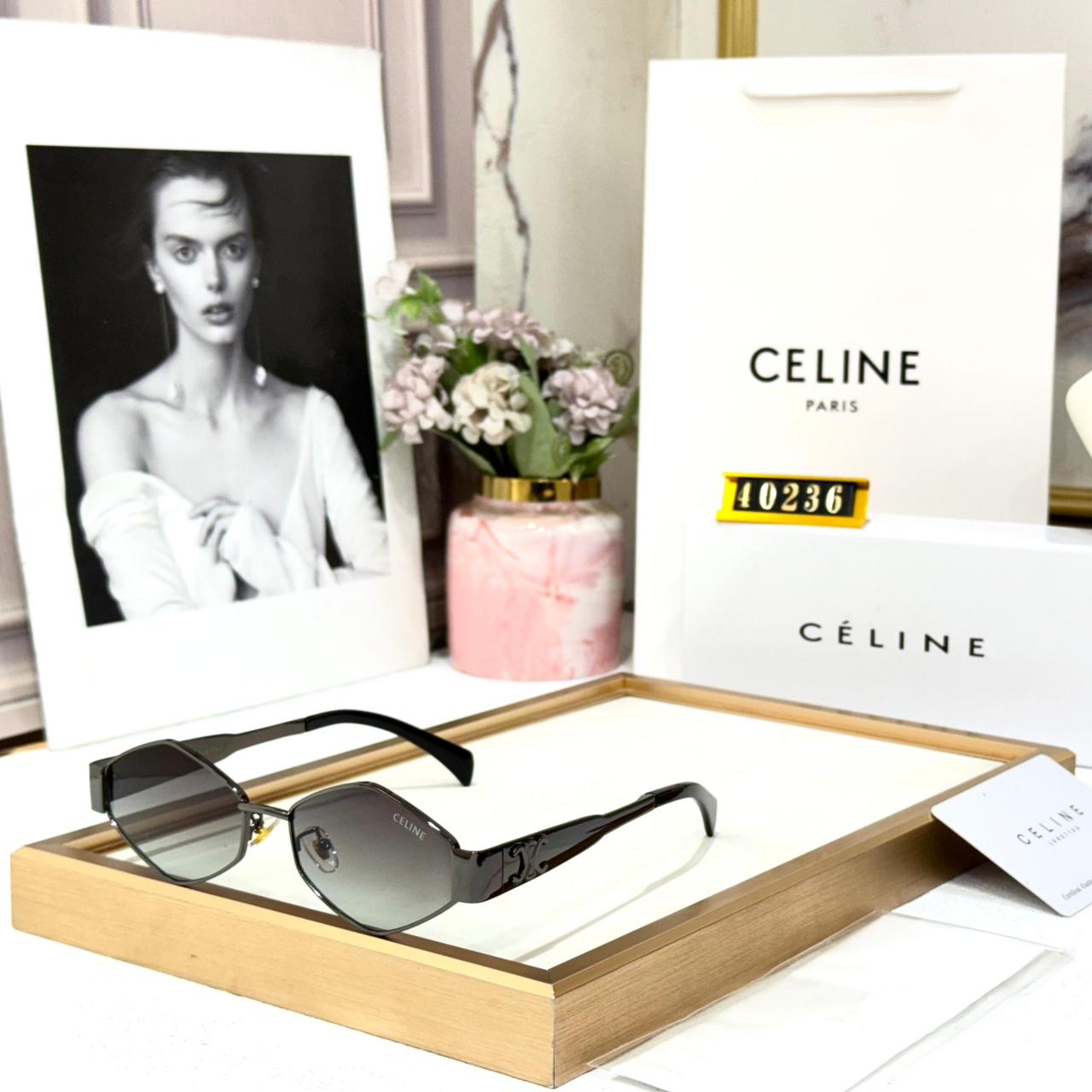 Celine All Black Hexagon Women’s Sunglass