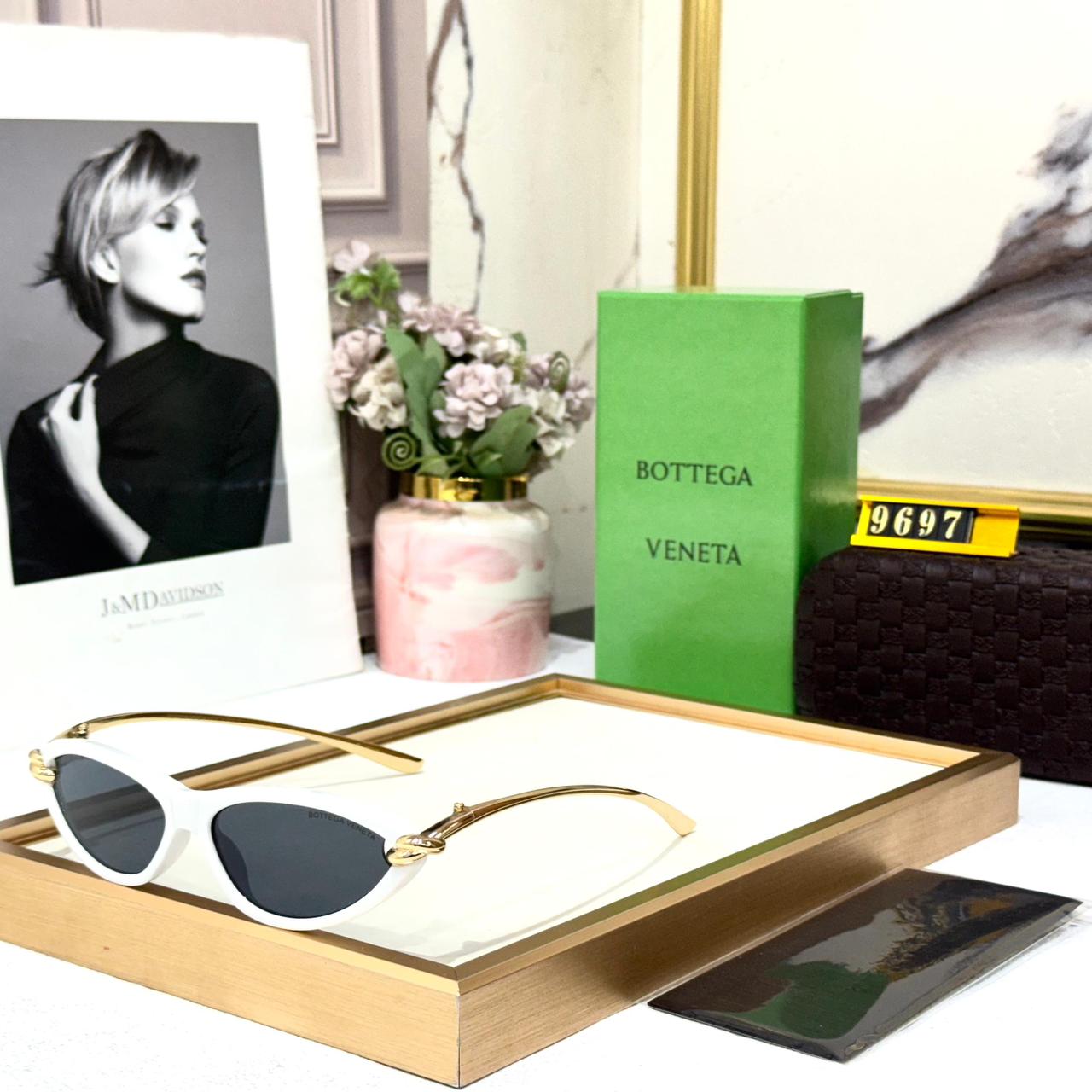 Bottega Veneta Cat Eye Frame White Women’s Sunglasses