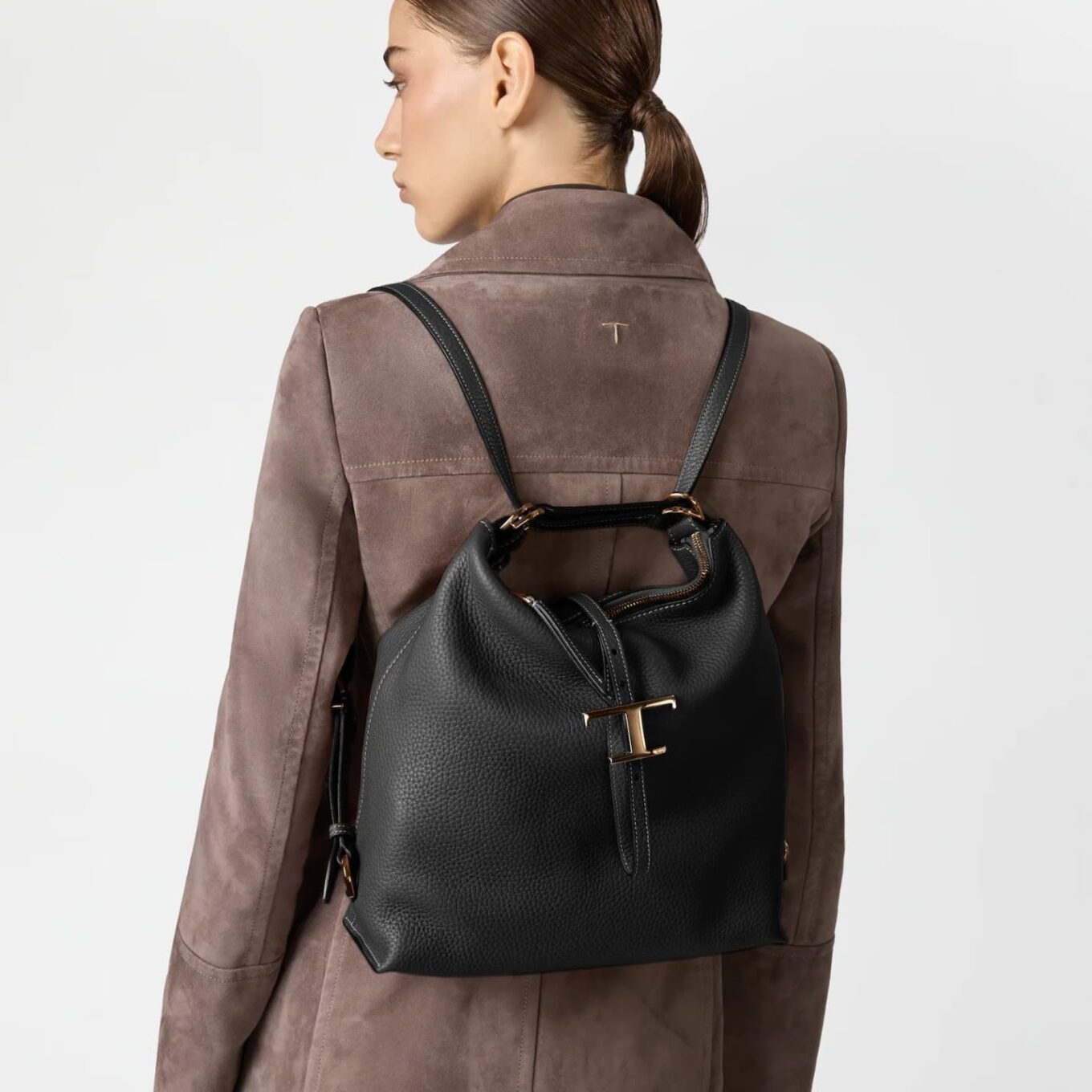 Tods T Timeless Small Black Shoulder Bag (With Box)