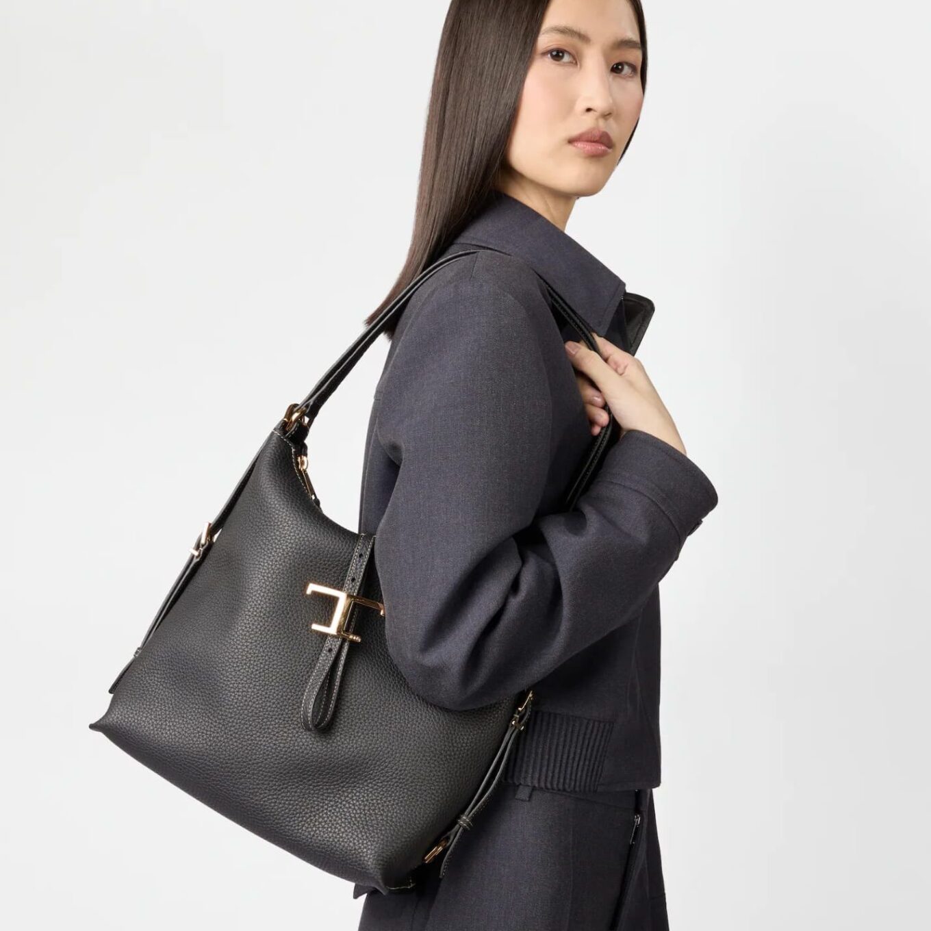 Tods T Timeless Small Black Shoulder Bag (With Box)
