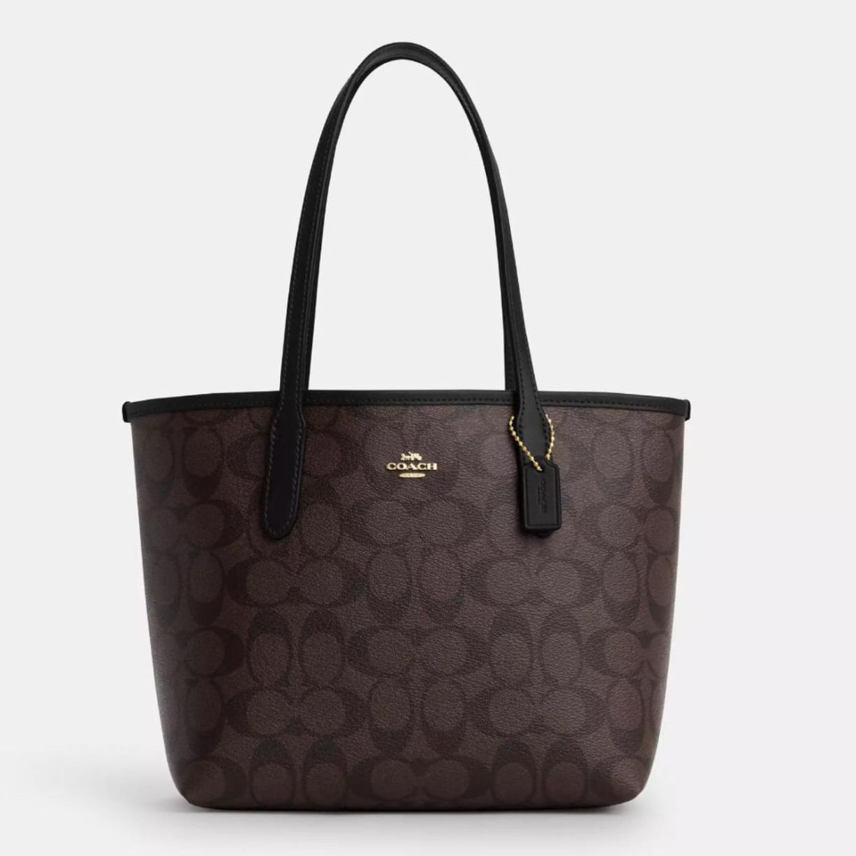 Coach Coffee Small City Tote (With Box)