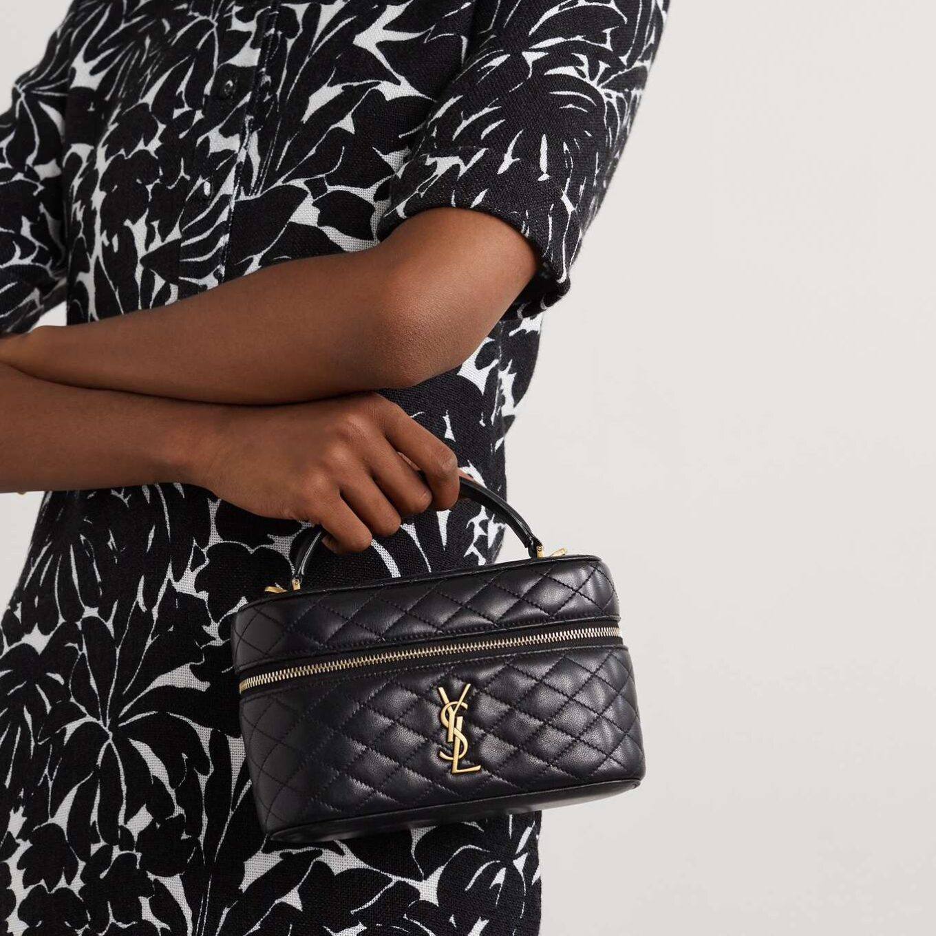 YSL Gaby Black Color Small Vanity Sling Bag (With Box)