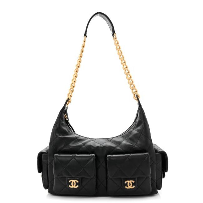 Chanel 25C Black Premium Hobo Bag (With Double Box)