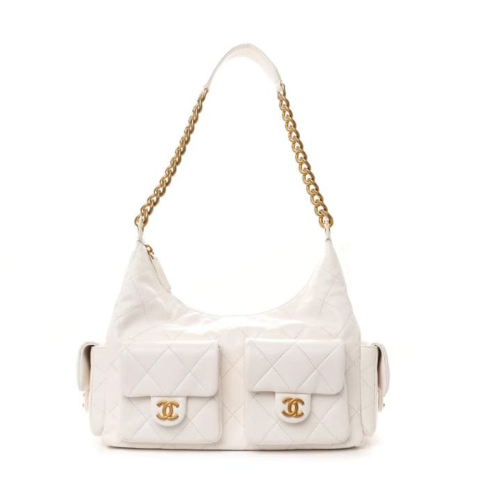 Chanel 25C White Premium Hobo Bag (With Double Box)