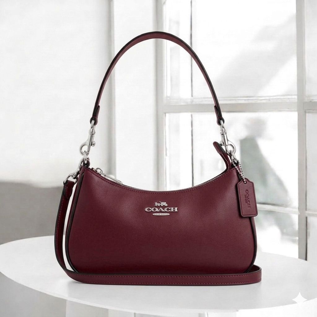 Coach Teri Leatherate Wine Sling Bag (With Box)