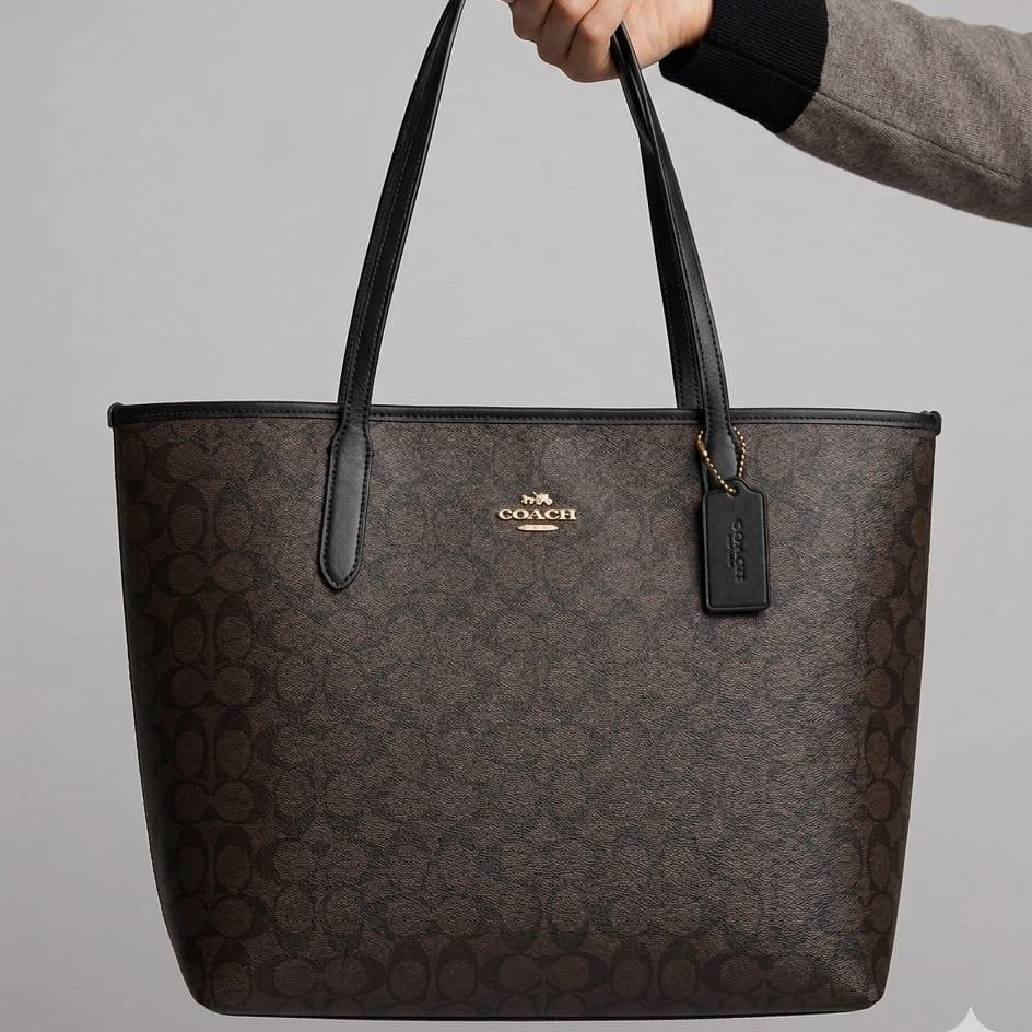 Coach Coffee Black Large City Tote