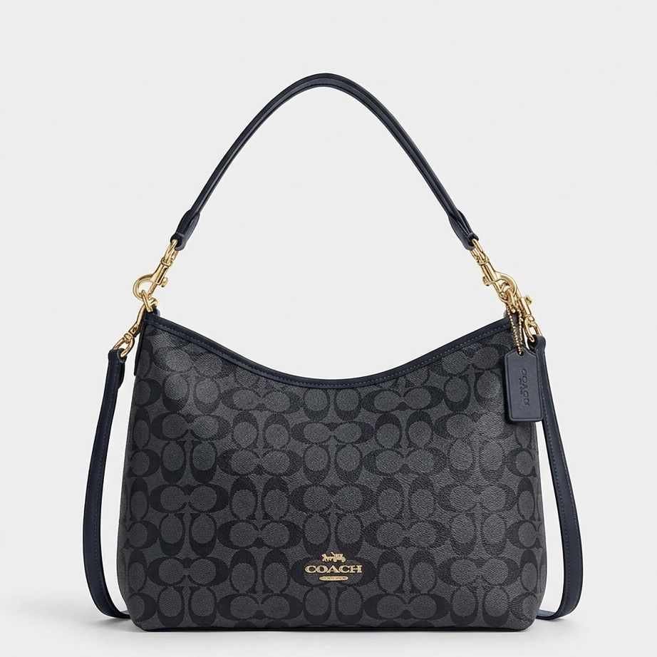 Coach Laurel Signature Black Shoulder Bag (With Box)