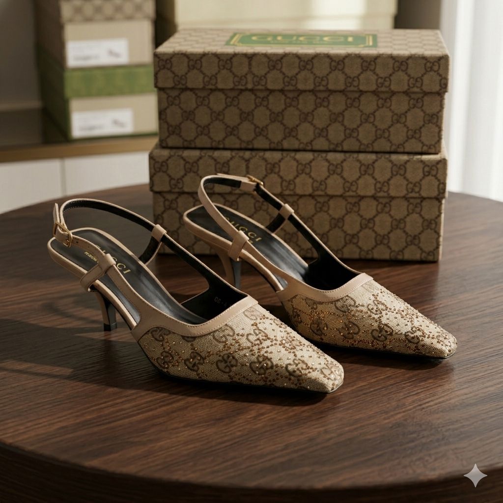 Gucci Beige GG Canvas Heel